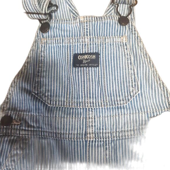 OshKosh B'gosh Train Conductor Overalls Blue White Size 24 Months - Picture 3 of 8